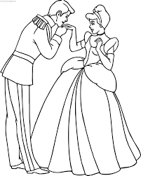 Cinderella And Prince Charming Kiss Hand Coloring Pages Animasi Disney Animasi