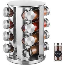 4.3 out of 5 stars 592. Round 16 Spice Jars Steel Spice Rack Revolving Stainless Space Saving Kitchen Storage Organizer For Seasoning Dried Herbs Walmart Com Walmart Com
