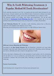 Why your teeth are discolored: Why Is Teeth Whitening Treatment A Popular Method Of Tooth Discoloration