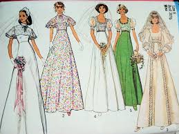 1970s Empire Style Wedding Bridal Dress Pattern Beautiful Styles
