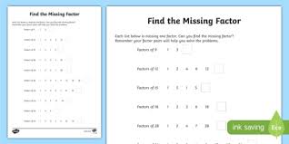 Practice the questions given in the worksheet on factors and multiples. Factoring Worksheet Find The Missing Factor Activity