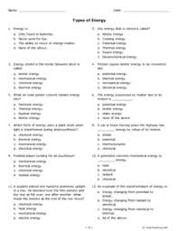 Types Of Energy A Printable From Help Teaching Homeschool Science Lessons Teaching Sound Energy Assessment