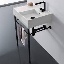 ceramic console sink and matte black