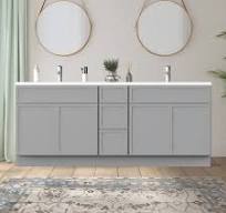Specialized Double Sink Grey Slim Shaker Bathroom Vanity ...