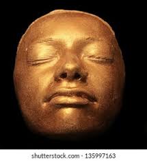 Silver Painted Plaster Cast Mold Childs 스톡 사진 135997169