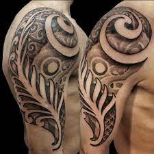 Tribal tattoos have always been a popular design choice. Maori And New Zealand Inspired Geometric Dotwork Tribal Tattoo Arm Tattoos For Guys Tribal Arm Tattoos Tribal Tattoos