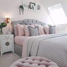 Pink and grey work well as a bedroom colour scheme for both children and adults; Blush Pink Walls Grey Bedroom Decor Bedroom Decor Grey Pink Pink Bedroom Decor