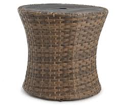 Wilson Fisher All Weather Wicker Side Table With Umbrella Hole Big Lots In 2020 Wicker Side Table Outdoor Patio Table Outdoor Umbrella Stand