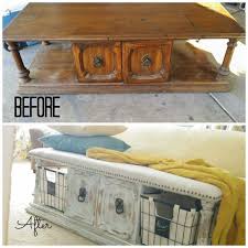 We painted the legs gold, then wrapped a piece of velvet like fabric over a precut piece of foam using nothing more than a staple gun. Upholstered Bench From A Coffee Table Addison Meadows Lane Redo Furniture Repurposed Furniture Diy Decor Projects