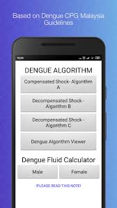 Malaysia dengue cpg's main feature is denguideee. Dengue Algorithm And Fluid Calculator Android Apps Appagg