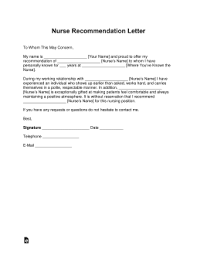 Free Registered Nurse Rn Letter Of Recommendation Template With Samples Pdf Word Eforms