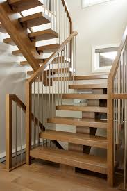 Stair spindles and newel posts from yorkshires leading manufacturer of stair parts uk. White Oak Mono Stringer With Stainless Steel Spindles Contemporary Staircase Edmonton By Specialized Stair And Rail Houzz Uk