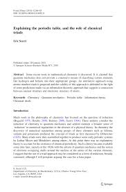 Pdf Explaining The Periodic Table And The Role Of Chemical Triads
