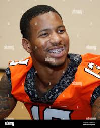 Oklahoma State wide receiver Tyron Johnson (13) during an NCAA college  football media day in Stillwater, Okla., Saturday, Aug. 4, 2018. (AP  Photo/Sue Ogrocki Stock Photo