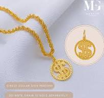 916 Gold Stamping Dollar Sign Pendant Series (Circle / 3D)
