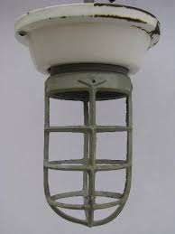 Maybe you would like to learn more about one of these? Old Enamel Fixture Cage Light Huge Vintage Industrial Lighting Lamp