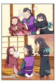 kamado nezuko, shinazugawa genya, tokitou muichirou, kimetsu no yaiba, arm  grab, absurdres, highres, 1girl, 2boys, ?, ^ ^, aqua hair, basin, belt,  black hair, black socks, blue eyes, blue hair, blush, bowl,