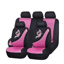 Black And Pink Car Seat Covers Flying Banner Universal Fit Full Set Mesh Cloth Fabric Car Seat Cover With Butterfly Embroidery Pink And Truck Seat Covers Car Accessories For Guys Car Seats