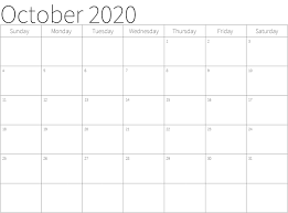 As you, all know that according to the gregorian calendar, october is the tenth month of the year and the number of days in this month is 31.its latin name is octo which means eight because in the roman calendar it was the eighth month of the year when the calendar concept was improved, january and february were added at the beginning of the year and became the. October 2020 Blank Calendar Printable Pdf Ko Fi Where Creators Get Donations From Fans With A Buy Me A Coffee Page