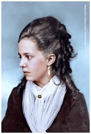 A tintype of a young woman, probably photographed in the 1880s.