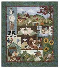Full Quilt Of A Pastoral Farm Scene With Barn Horses And Sheep Grazing Geese And A Scarecrow Farm Quilt Animal Quilts Applique Quilts
