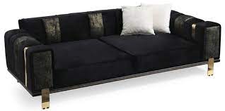 Meuble principal de la pièce à vivre, le canapé doit s'accorder avec votre salon. Casa Padrino Canape De Salon De Luxe Avec Dossier Reglable Noir Or 223 X 93 X H 76 Cm Meubles De Salon Meubles De Luxe