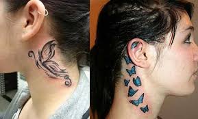 Kulak Alti Boyun Dovmesi Kelebek Modelleri Kelebek Dovmeleri Kelebekler Dovme