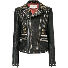 Gucci Studded Biker Jacket 8 640 Liked On Polyvore Featuring Outerwear Jackets Gucci Tops Unava Biker Jacket Floral Leather Jacket Womens Biker Jacket