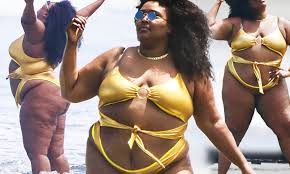 Lizzo flies the flag for body positivity as she hits the beach in ...