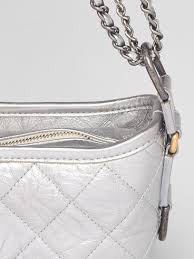 Chanel Silver Quilted Leather Small Gabrielle Hobo Bag