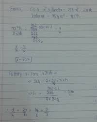 We need to find its surface area. If The Curved Surface Area Of The Cylinder Is 264 M Square And Its Volume Is 924 Metre Cube Then The Brainly In