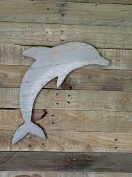 Coastal Dolphin Wooden Wall Art Made From Reclaimed Pallets Painting On Pallet Wood Dolphin Wall Decor Wooden Wall Art