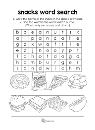 Halloween word search puzzles are a great activity for children and adults to celebrate. English Unite Snacks And Fast Food Word Search Puzzle