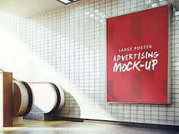 Download Download Free Subway Advertising Sign Board Poster Mockup Photo Realistic Mockup Showing A Billboard In A Subway Statio Poster Mockup Advertising Signs Mockup