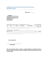 Ejemplo De Carta De Aceptacion De Praecticas Profesionales