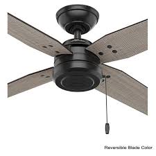 Hunter Commerce 44 In Indoor Outdoor Matte Black Ceiling Fan 59636 The Home Depot In 2020 Black Ceiling Fan Ceiling Fans Without Lights Ceiling Fan