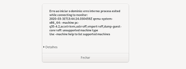 Qemu Erro Ao Iniciar O Dominio Tipo De Maquina Nao Suportado Sinergicait Blog