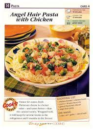 Entree Angel Hair Pasta Misc A Easy Everyday Cooking Recipe Cards Chicken Pasta Cooking