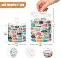Cute Cartoon Little Monster Plastic Jar with Lid Set, Clear Plastic  Apothecary Jar Set, Bathroom Storage Jar