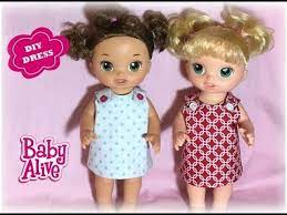 Baby Alive Dress Tutorial And Free Pattern This Is A Quick Easy Pattern Baby Doll Clothes Patterns Baby Alive Doll Clothes Dolls Clothes Diy