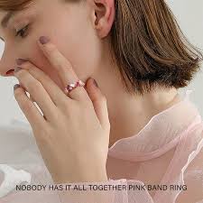 Nobody Has It All Together Pink Band Ring S925 Irregular Pink Crystal Self  Love Ring All