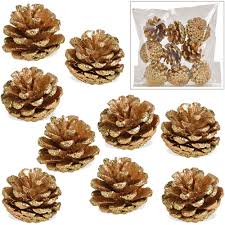 Versuchen sie unterschiedlich große tannenzapfen zu mischen und zusammenzupaaren; Kiefernzapfen Tannenzapfen Gold Glitter Deko Weihnachten Advent Basteln 9 Stuck Kaufen Matches21
