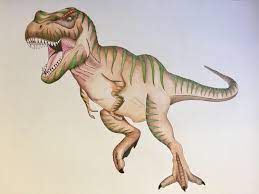 Tyrannosaurus Rex T Rex Dinosaur Art Colored Dinosaur T Rex Colored Colored Pencil Art Stripped Dino Stripped T Rex Colored Dino Dinosaur Art Color Pencil Art Colorful Drawings