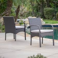 El Capitan Outdoor Grey Wicker Dining Chairs With Cushions Set Of 2 Patio Dining Chairs Outdoor Dining Chairs Wicker Dining Chairs