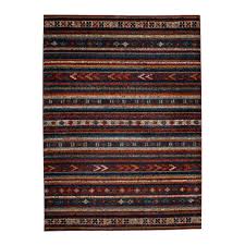 Red oriental red/navy area rug. Red Tribal Rug With Striped Aztec Pattern Clarence Rug