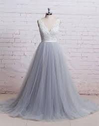 The Setting Of Computer Screen Or Photo Capturing May Alter The Real Color Of The Dress Shown On Grey Wedding Dress Tulle Evening Dress Prom Dresses Long Lace