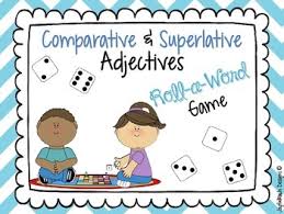 Comparative adjectives and structures comparison: Comparative And Superlative Adjectives Roll A Word Game By Joyfulrach Designs