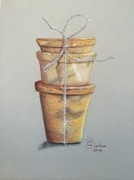 Pastel Pencil Drawing Of Terracotta Pots Terracotta Pots Pastel Pencils Decorative Jars