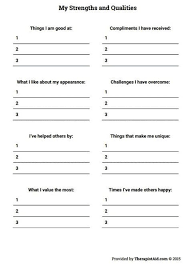 My Strengths And Qualities Worksheet Therapist Aid Self Esteem Worksheets Self Esteem Activities Counseling Activities