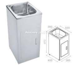 laundry trough sink and metal cabinet
